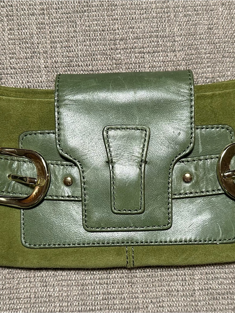 Banana Republic Olive Green Leather & Suede Clutch